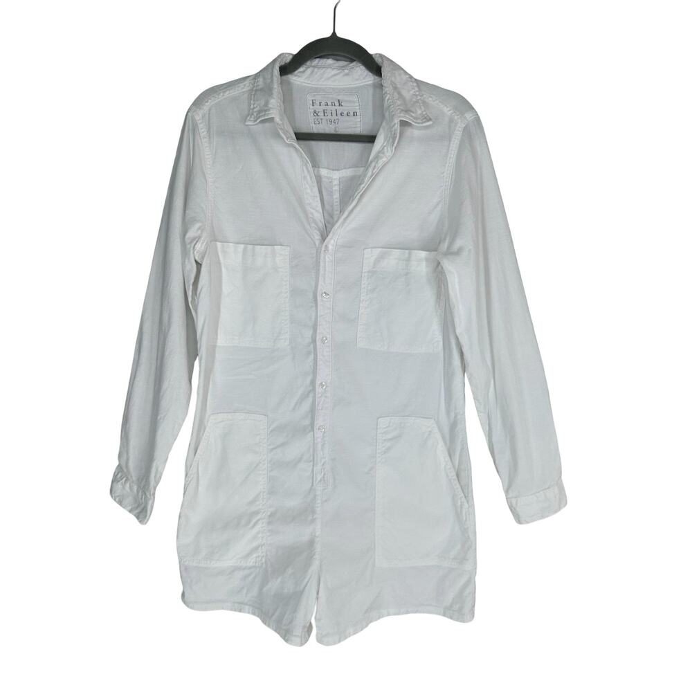 Frank & Eileen Ireland Playsuit Romper L White Linen Blend Made in USA - Picture 5 of 14